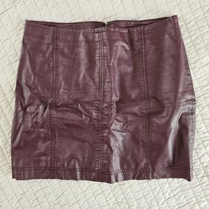 Burgundy Faux Leather Mini Skirt
